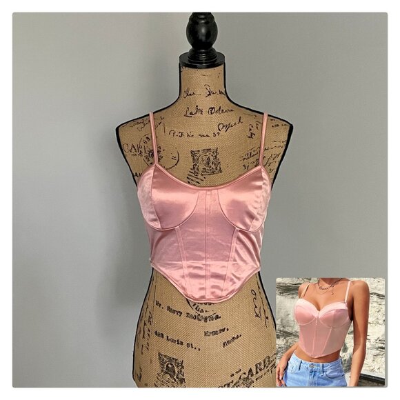 SHEIN Bustier Crop Satin Cami Top Sz XS - Picture 1 of 10
